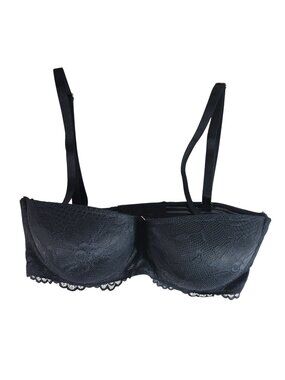 Savage x Fenty Underwire Convertible Bra Black 32D Lace Strapless Molded Lined